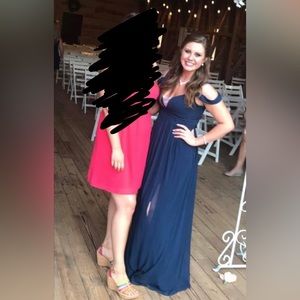 Navy blue, chiffon, bridesmaids dress.